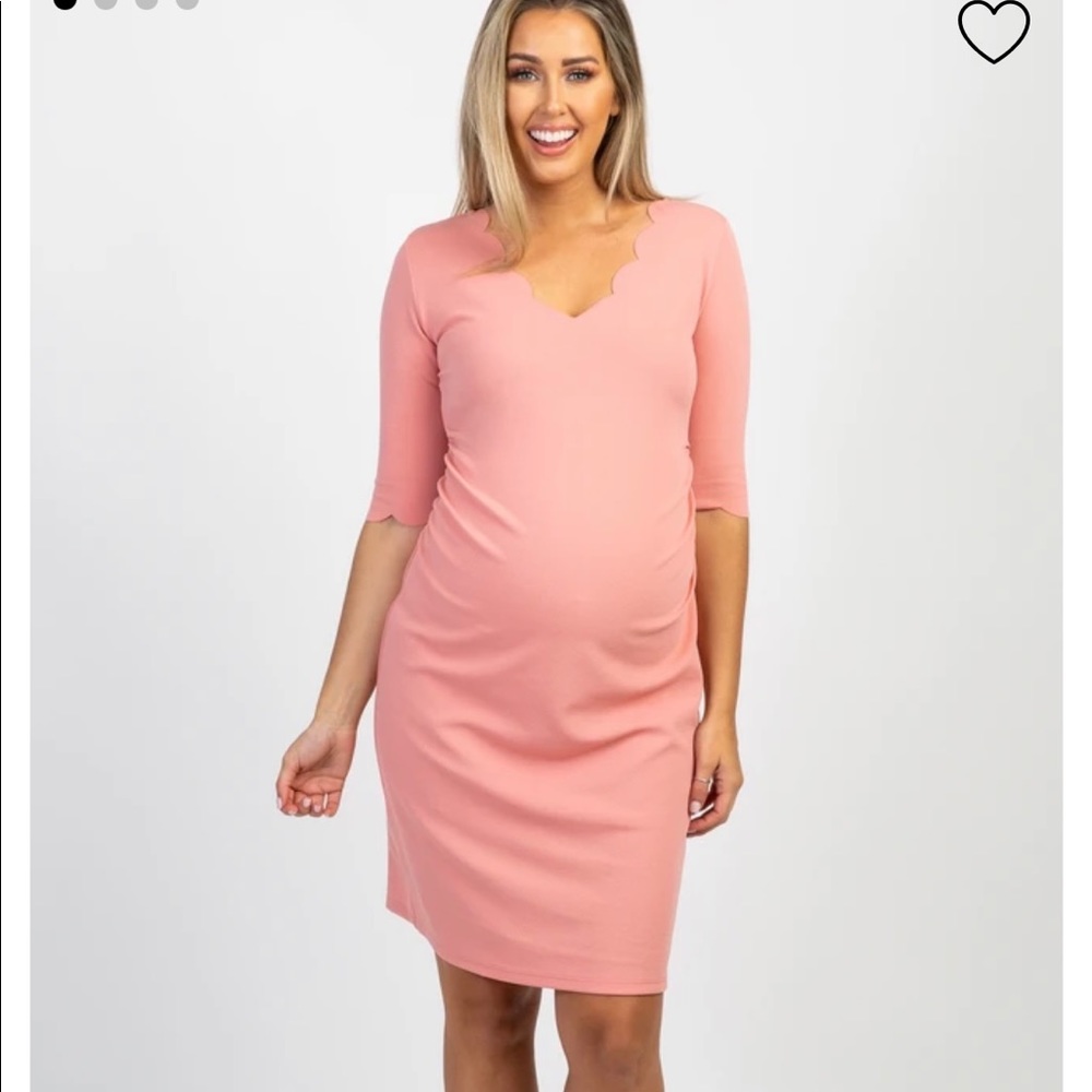 PinkBlush Peachy Pink Fitted Maternity Dress